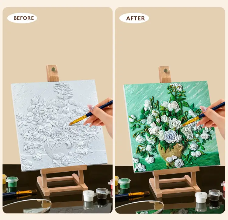 Madness - Resin DIY 3D Painting - White Rose - 34x34cm