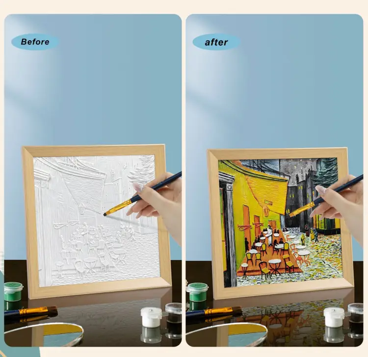 Madness - Resin DIY 3D Painting - Café Terrace at night - 34x34cm