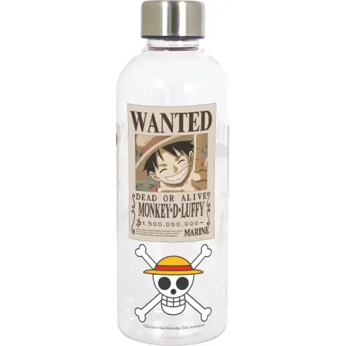 Plastikowa butelka z metalową zakrętką - ONE PIECE - Wanted plakat luffy