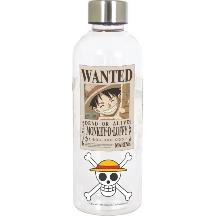 Plastikowa butelka z metalową zakrętką - ONE PIECE - Wanted plakat luffy