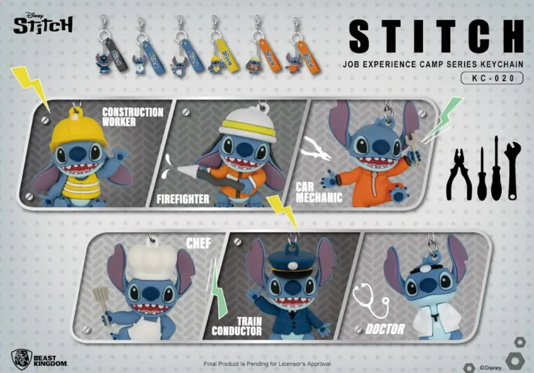 DISNEY - Stitch job experience camp series - 12 breloków do kluczy 4cm