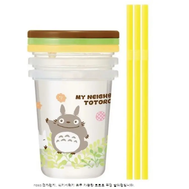 STUDIO GHIBLI - Totoro - Zestaw 3 kubków z pokrywką i słomką 320ml
