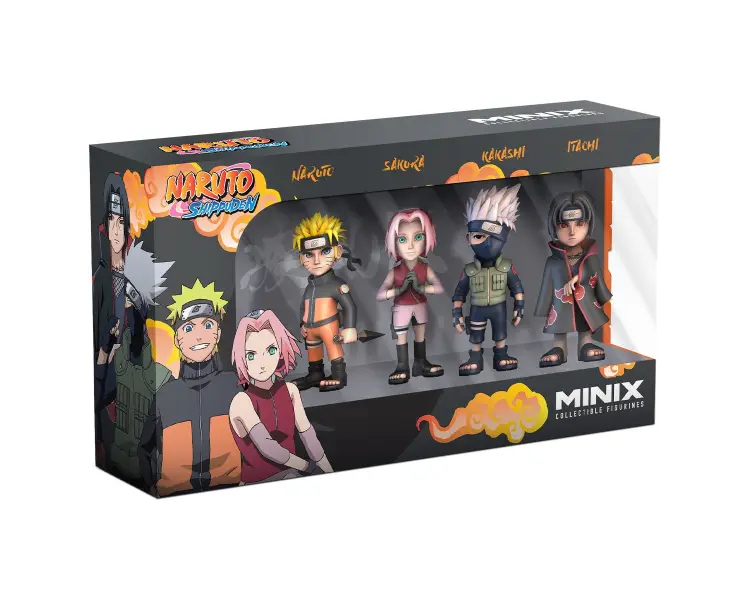 NARUTO SHIPPUDEN - Naruto, Kakashi, Itachi, ... - Zestaw 4 figurek. Minix 7cm