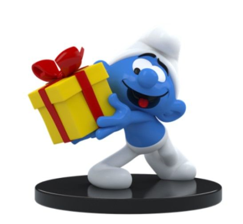 SMURF - Smerf Jokey z prezentem - Figurka 4 cale