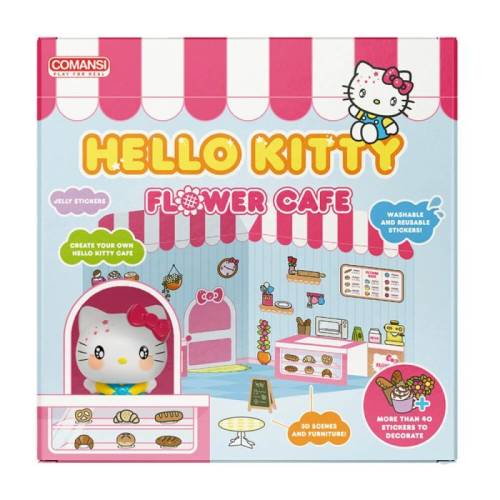 HELLO KITTY - Naklejka Hello Kitty 6cm Dom Kwiat Kawiarnia