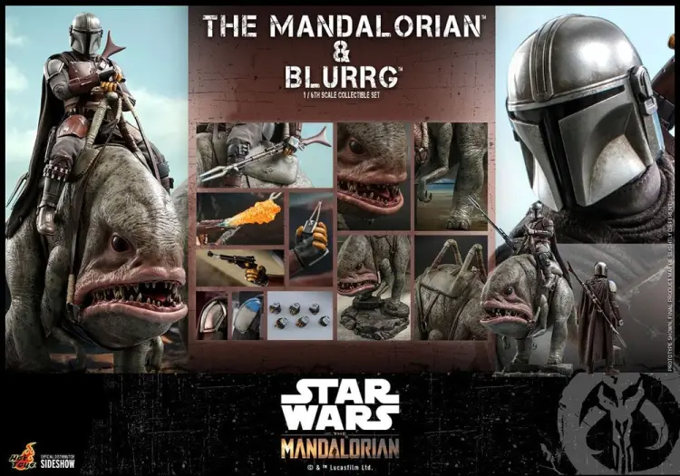 STAR WARS - Mandalorianin i Blurrg - Zestaw 2 figurek 37 cm