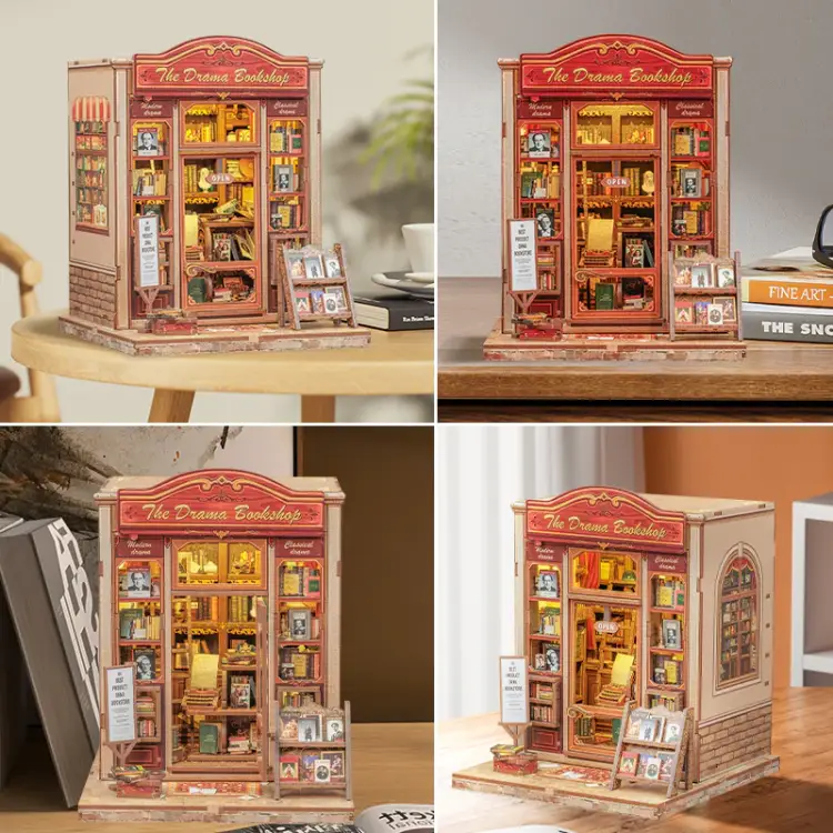 MINIATUROWY DOMEK - DIY - Księgarnia Dramatyczna - 253szt + Oświetlenie LED