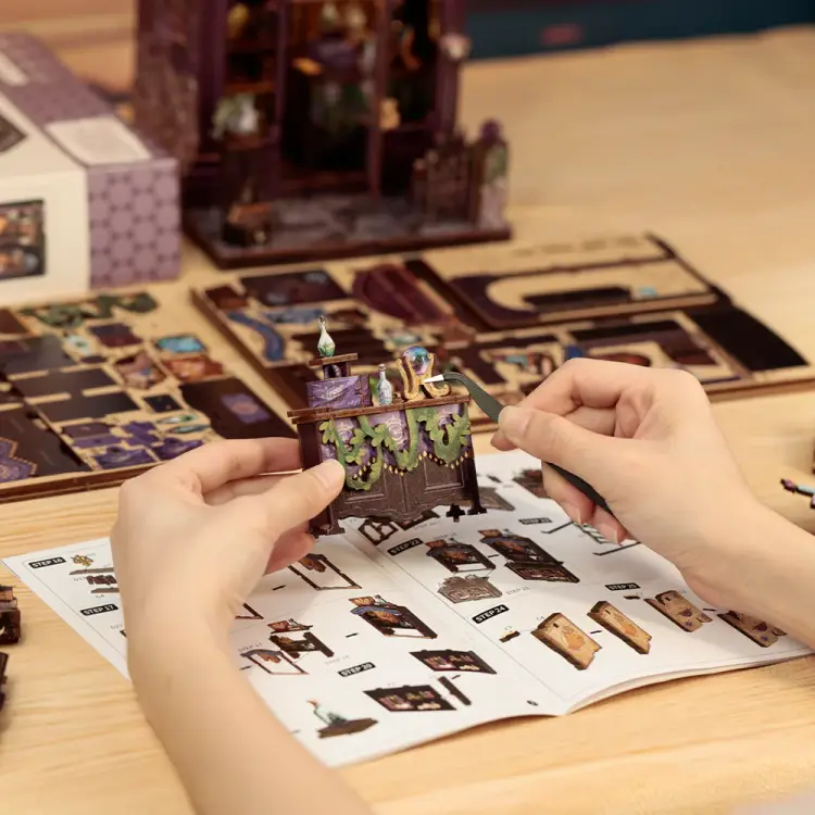 MINIATUROWY DOMEK - DIY - księgarnia astrologiczna - 155szt + oświetlenie LED