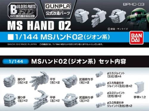GUNDAM - Builders Parts HD 1/144 MS Hand 02 Zeon - Zestaw modelarski