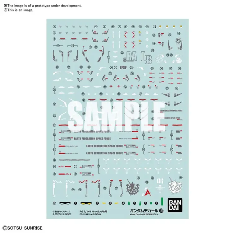 GUNDAM - Kalkomania Gundam 132 RG 1/144 Hi-vGUNDAM - Zestaw modelarski