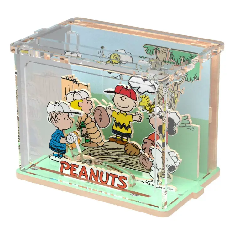 PEANUTS - Mini Scena Baseballowa - Zestaw modeli drewnianych