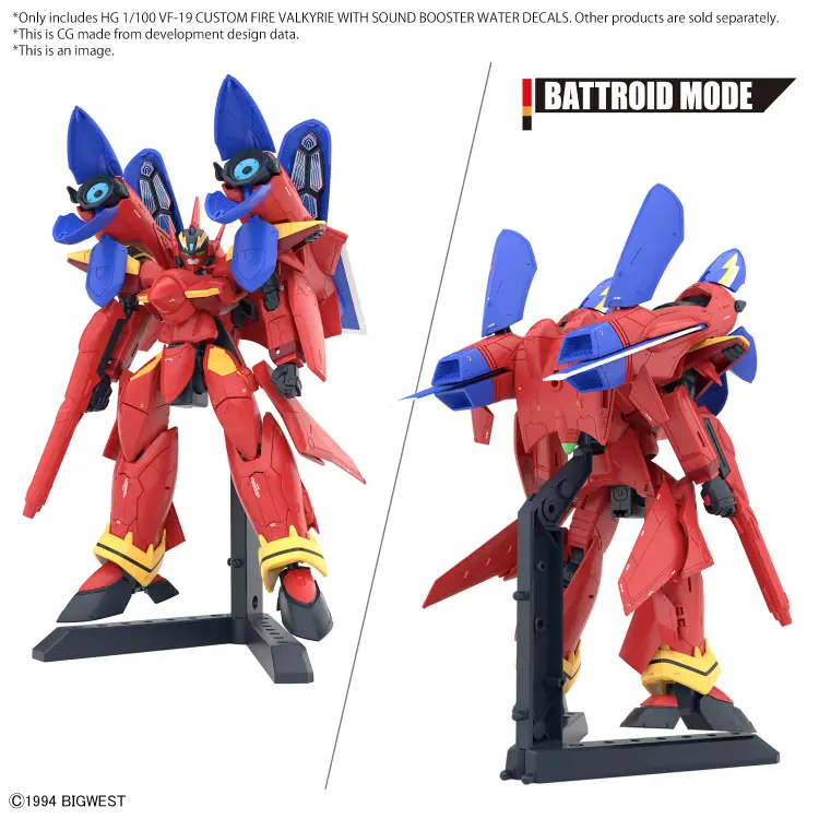 MACROSS - Kalkomanie wodne HG 1/100 VF-19 Custom Fire Valkyrie - Zestaw modelarski