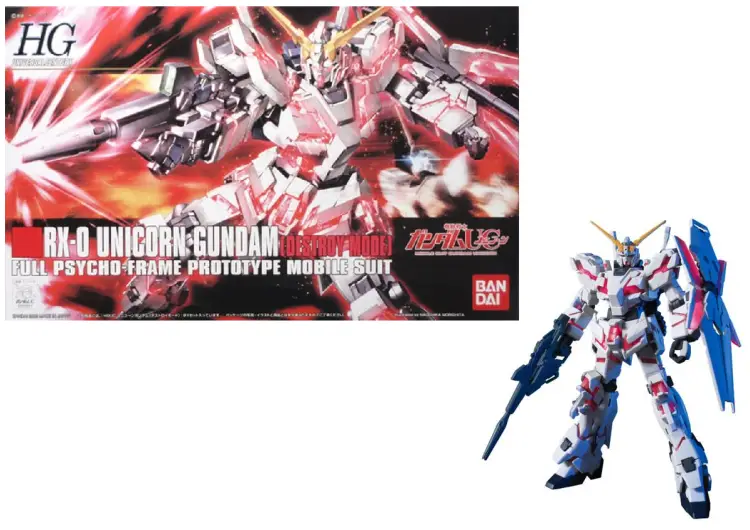 GUNDAM - 1/144 HGUC RX-0 Unicorn Gundam - Zestaw modelarski 13 cm