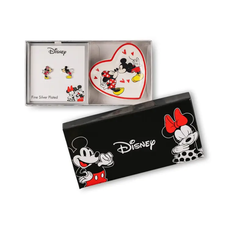 MICKEY & MINNIE - Pudełko upominkowe - kolczyki + taca na drobiazgi
