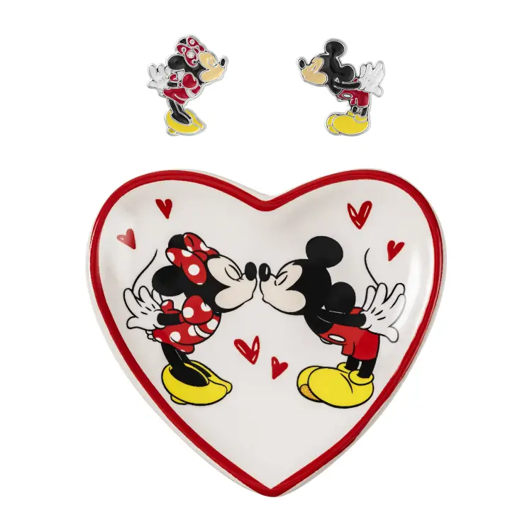 MICKEY & MINNIE - Pudełko upominkowe - kolczyki + taca na drobiazgi