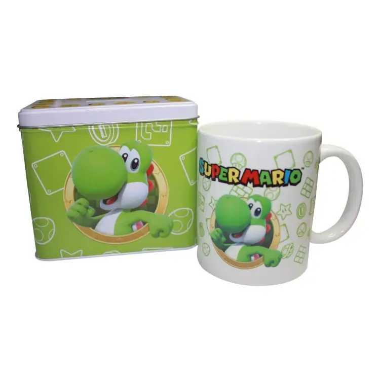 NINTENDO - YOSHI - Metalowa ławka 12 x 9 x 11 cm + kubek