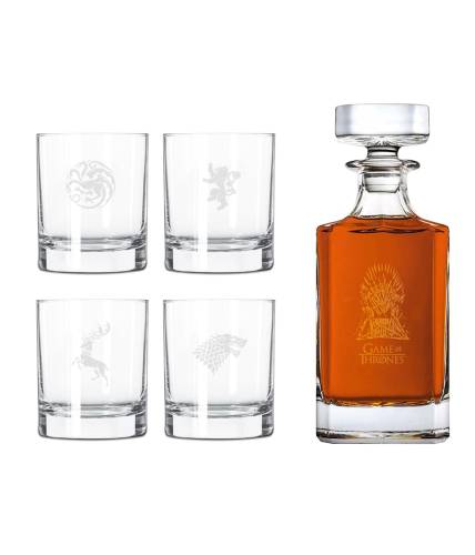GAME OF THRONES - Zestaw z 4 grawerowanymi szklankami do whisky