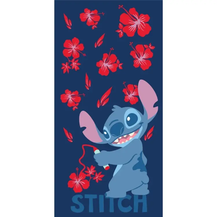 DISNEY - Stitch "Czerwone kwiaty" - Ręcznik plażowy 90x170cm