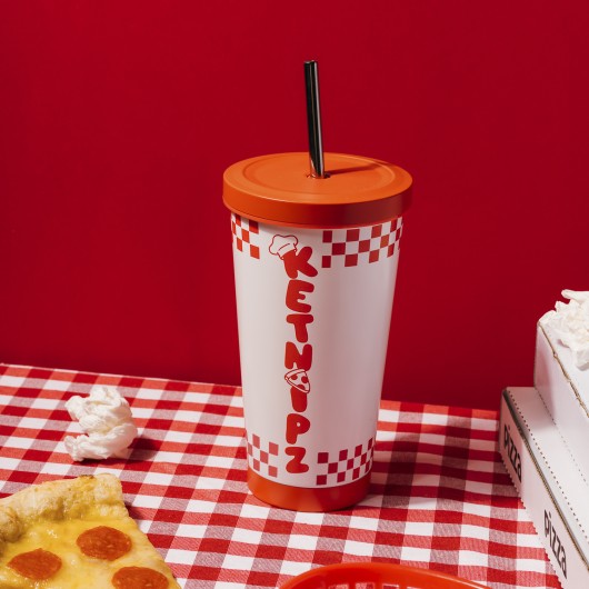 KETNIPZ - Pizza - Modny kubek ze słomką - Rozmiar 19Oz