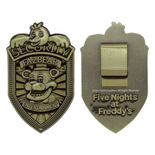 FNAF - Odznaka bezpieczeństwa - replika limitowanej edycji "Antique Brass Edi."