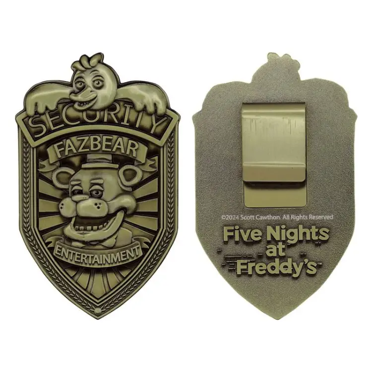 FNAF - Odznaka bezpieczeństwa - replika limitowanej edycji "Antique Brass Edi."