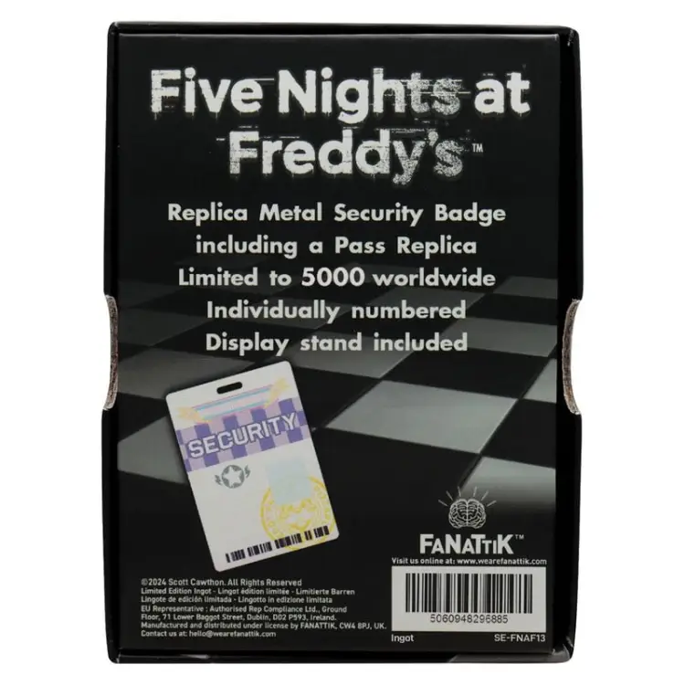 FNAF - Odznaka bezpieczeństwa - replika limitowanej edycji "Antique Brass Edi."