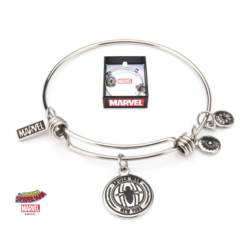 MARVEL - Damska bransoletka z łańcuszkiem ze stali nierdzewnej Spider-Man Expandable Charm Bracelet