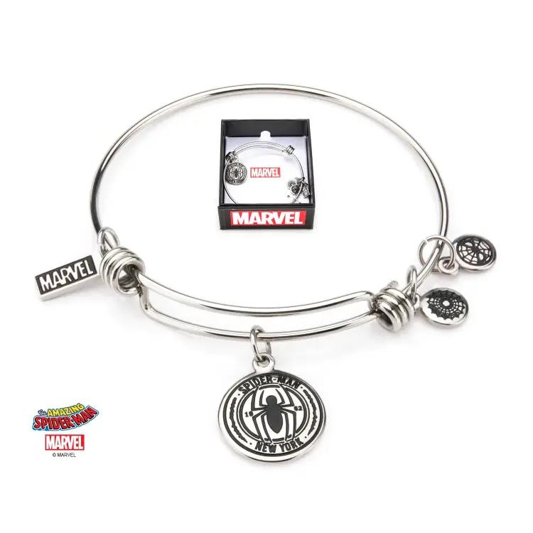 MARVEL - Damska bransoletka z łańcuszkiem ze stali nierdzewnej Spider-Man Expandable Charm Bracelet