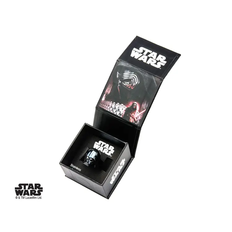 STAR WARS - Męski pierścionek 3D Darth Vader ze stali szlachetnej - Rozmiar 11