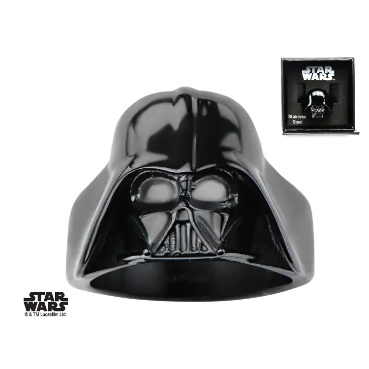 STAR WARS - Męski pierścionek 3D Darth Vader ze stali szlachetnej - Rozmiar 11