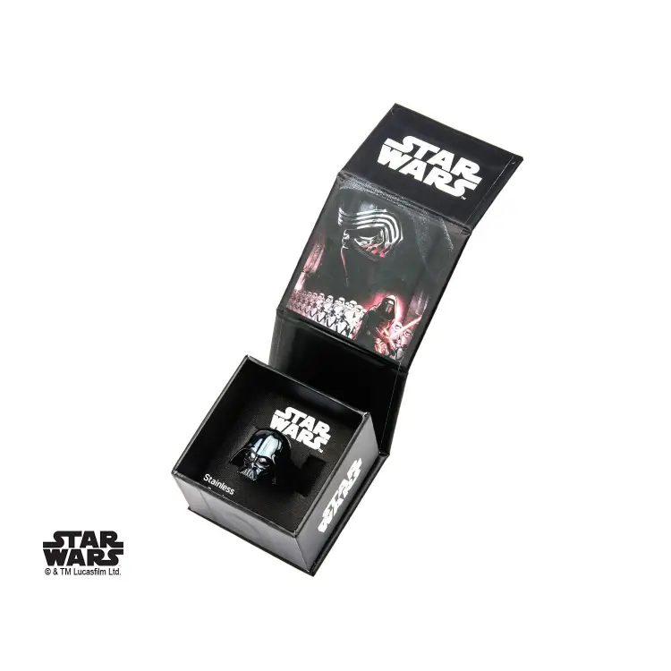 STAR WARS - Męski pierścionek 3D Darth Vader ze stali szlachetnej - Rozmiar 10
