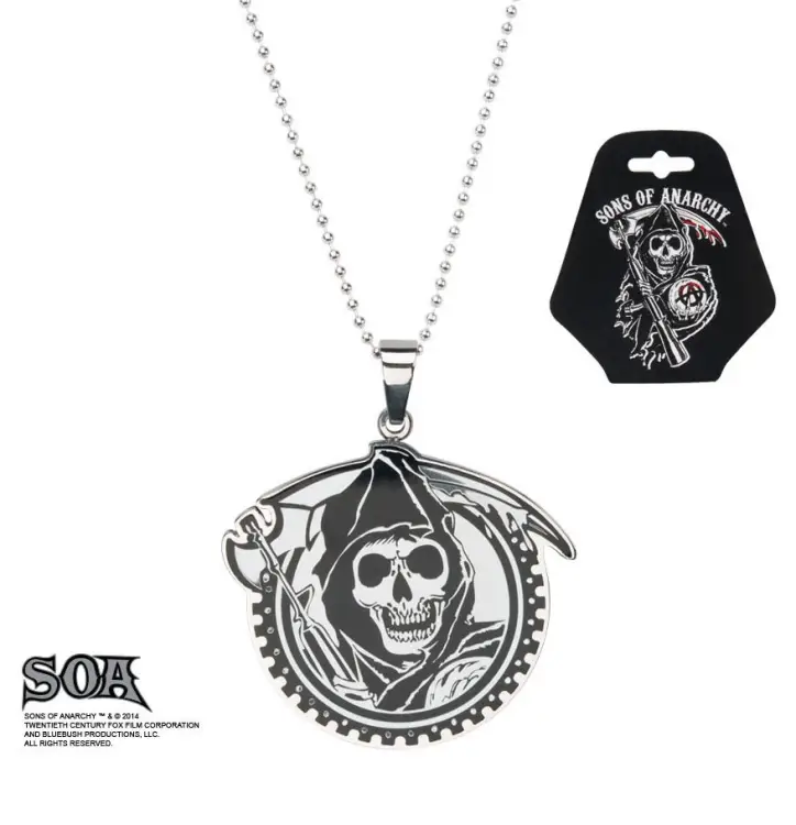 SONS OF ANARCHY - Grim Reaper Geard z zawieszkami Gunsickle z łańcuszkiem