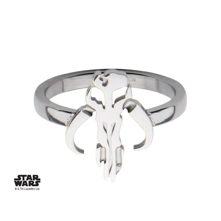 STAR WARS - damski pierścionek Mandalorian Sym Cut ze stali szlachetnej - rozmiar 6