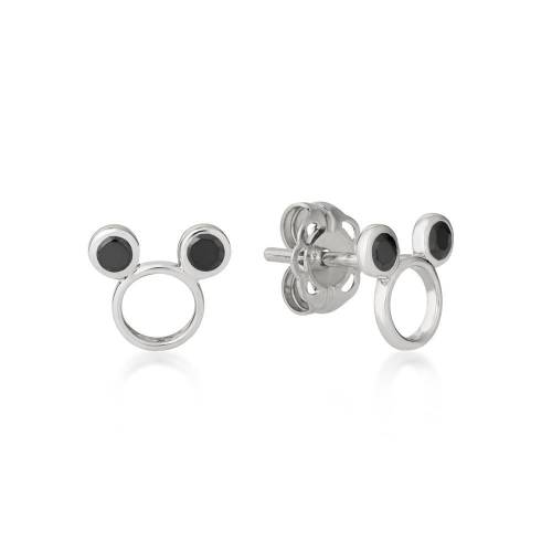 DISNEY METAL PRECIOUS - Czarne kolczyki CZ Mickey 'Sterling Silver'