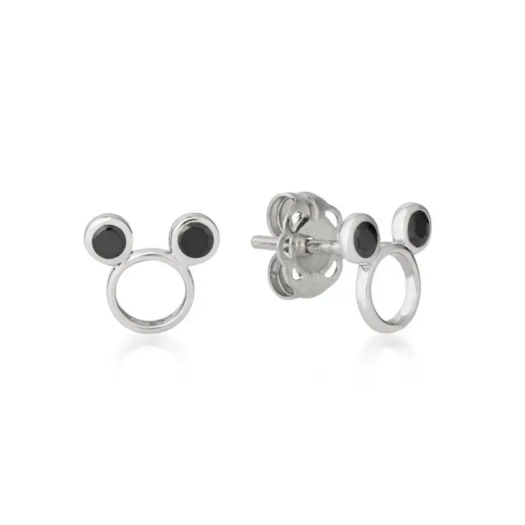 DISNEY METAL PRECIOUS - Czarne kolczyki CZ Mickey 'Sterling Silver'