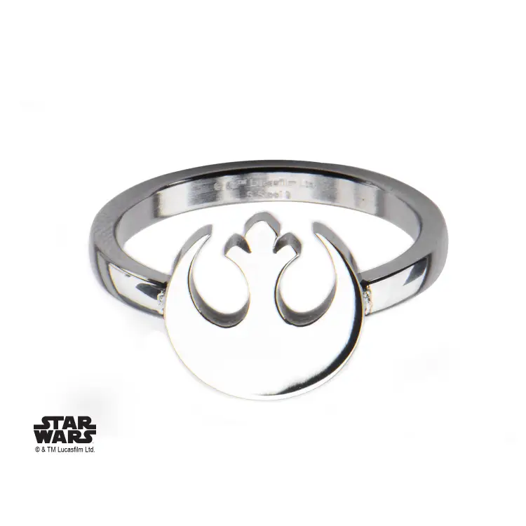 STAR WARS - Damski pierścionek ze stali szlachetnej Rebel Alliance Cut - Rozmiar 6