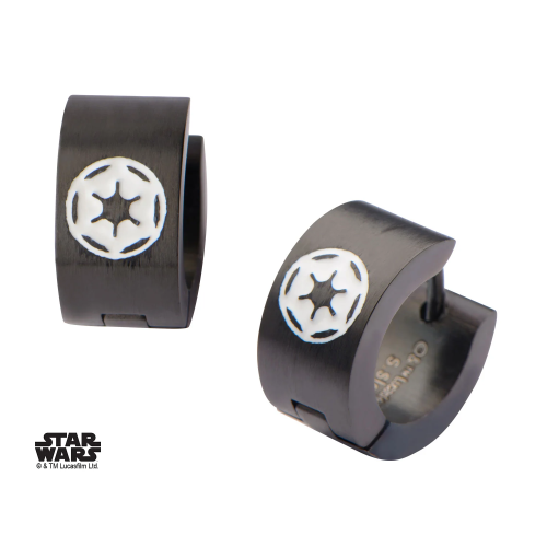 STAR WARS - Czarne kolczyki z logo Imperium ze stali nierdzewnej