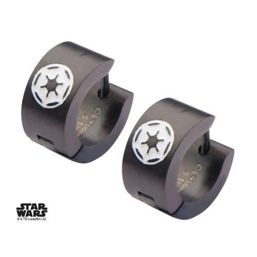 STAR WARS - Czarne kolczyki z logo Imperium ze stali nierdzewnej