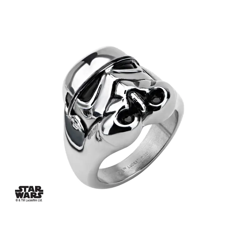STAR WARS - Męski pierścionek ze stali nierdzewnej 3D Stormtrooper - Rozmiar 10