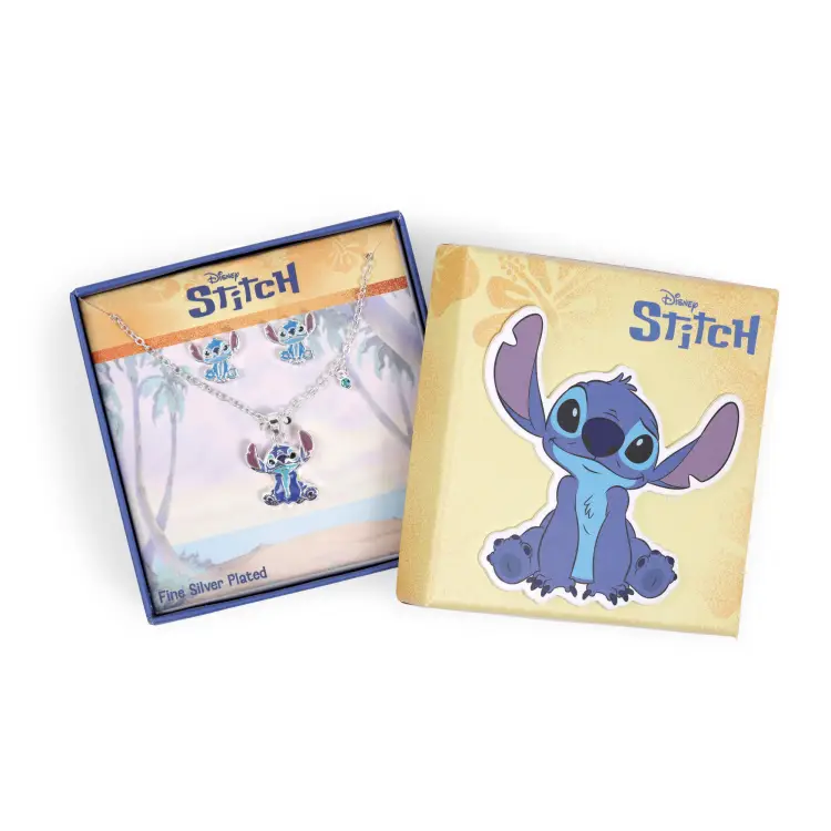 STITCH - Zestaw kolczyków i naszyjnika - mosiądz platerowany