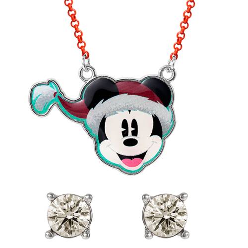 MICKEY - zestaw świąteczny - naszyjnik + para kolczyków sztyftów