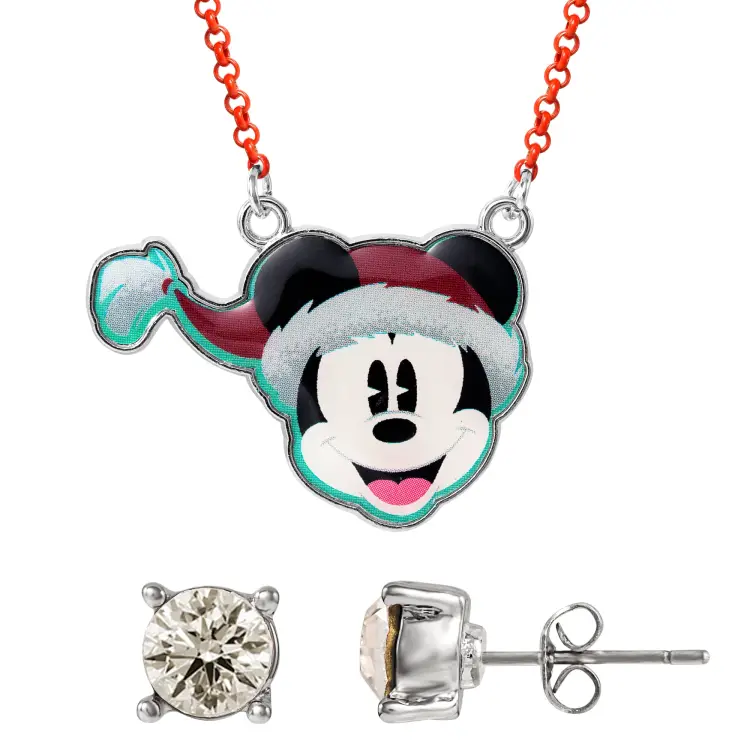 MICKEY - zestaw świąteczny - naszyjnik + para kolczyków sztyftów