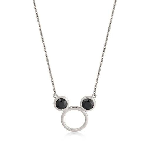 DISNEY METAL PRECIOUS - Czarny naszyjnik CZ Mickey "Sterling Silver
