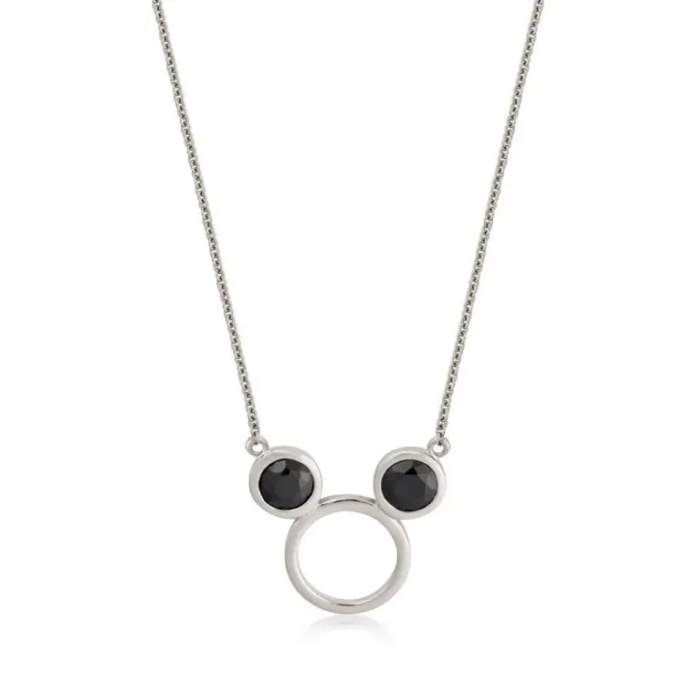 DISNEY METAL PRECIOUS - Czarny naszyjnik CZ Mickey "Sterling Silver