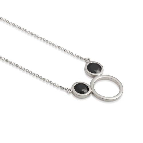 DISNEY METAL PRECIOUS - Czarny naszyjnik CZ Mickey "Sterling Silver