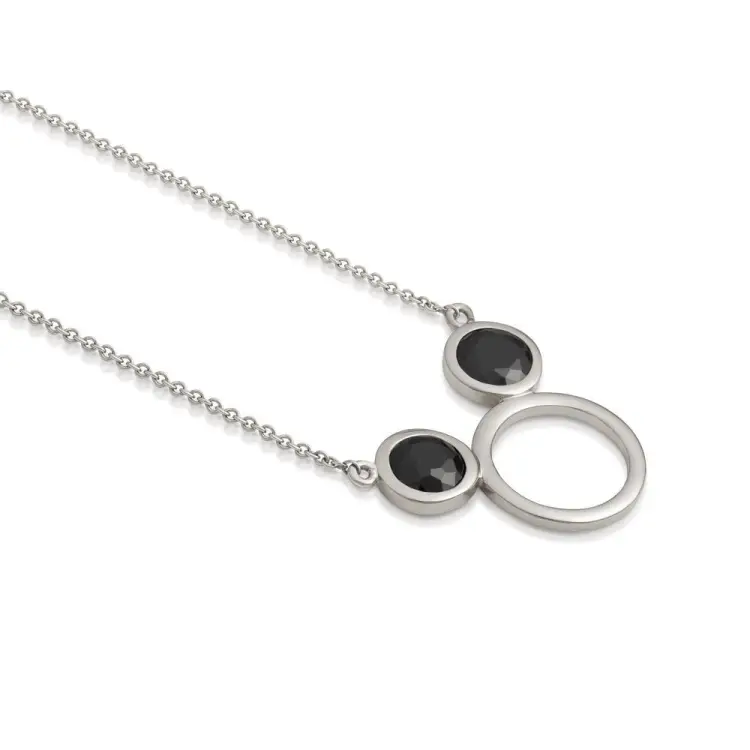 DISNEY METAL PRECIOUS - Czarny naszyjnik CZ Mickey "Sterling Silver