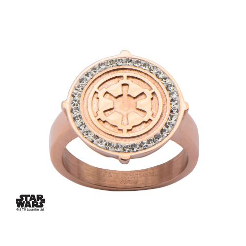 STAR WARS - Damski zegarek ze stali szlachetnej w kolorze różowego złota z symbolem Imperium - Rozmiar 6
