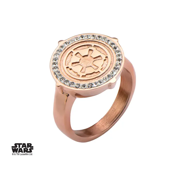 STAR WARS - Damski zegarek ze stali szlachetnej w kolorze różowego złota z symbolem Imperium - Rozmiar 6