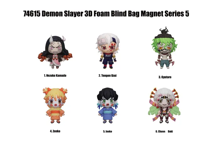 DEMON SLAYER - Seria 5 -3D Magnesy piankowe w ślepych torebkach (display 12 szt.)