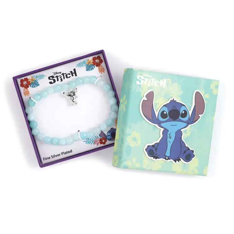 STITCH - Bransoletka z niebieskich koralików + zawieszka Stitch